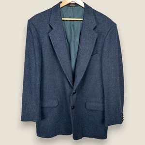 Savile Row Tweed Sport Coat Blazer Men 46R Wool Navy Blue Jacket Vintage - Picture 1 of 16