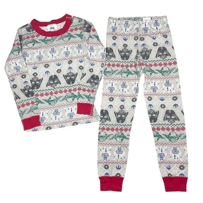 Hanna Andersson Star Wars Fair Isle Long John Pajamas 120 Kids 6-7 Gray Cotton - Image 1 of 4