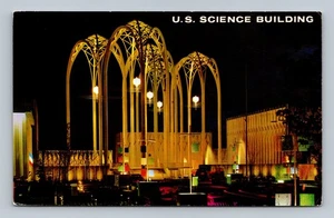 Seattle World's Fair U.S. Science Pavilion Night Postcard Mike Roberts - Picture 1 of 2