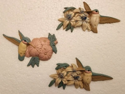 Juego de 3 Placas de Pared Decoración Colibrí Burwood De Colección Homco #3303 Hecho en EE. UU. Foto 1 de 4