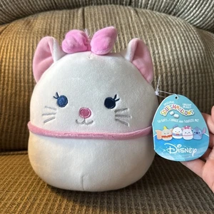 Squishmallows Disney Marie The Aristocats White Pink Plush 7-8” NEW NWT Kellytoy - Picture 1 of 5