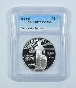 1996-S Community Service Commemorative Silver Dollar PR70 DCAM ICG *6743 - Picture 1 of 5