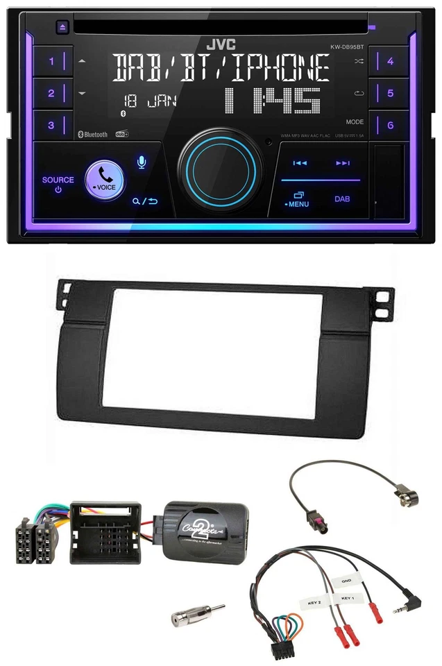 JVC Lenkrad USB 2DIN DAB Bluetooth CD Autoradio für BMW 3er E46 2001-2006 Profi - Bild 1 von 4