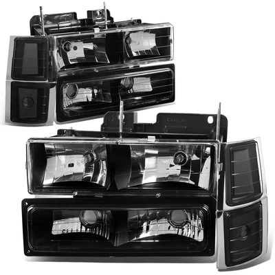 Faro + lámpara de señal de esquina de parachoques negro para Chevy C/K 1500 2500 3500 1994-1999 Foto 1 de 4