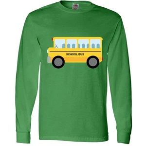 Inktastic School Bus Long Sleeve T-Shirt Back To Elementary Kindergarten Wheels - Picture 1 of 8