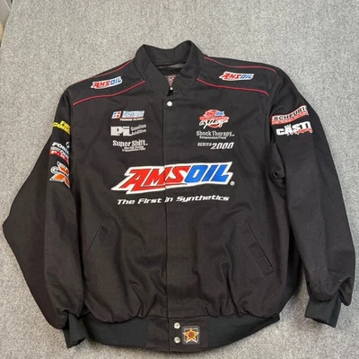 Amsoil Nascar Racing Jacket  VTG Bomber JH Design Mens 3XL Made In USA Black - Image 1 of 4