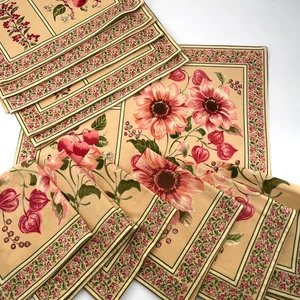 Juego de servilletas mantel individual April Cornell x6 florales melocotón rosa verde girasol algodón - Imagen 1 de 10