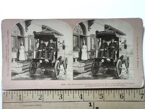 Automobile Ambulanza per Presidente McKinley Stereoview Antica c1902 Y18454 - Foto 1 di 2