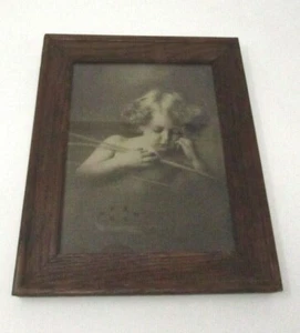 Antique Vintage Cupid Asleep MB Parkinson Novelty Print in Wooden Frame - Picture 1 of 6