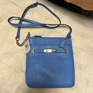 Coach SWAGGER SWINGPACK Crossbody Pebble Leather AZURE blue 36501 $195 NEW - Picture 1 of 5