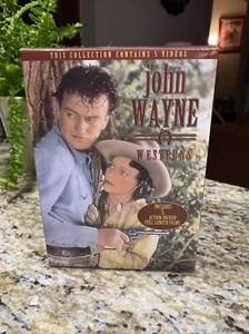 📼John Wayne Westerns 5 Movie VHS Set Pre~Owned Blue Steel Dakota Rio Grande - Picture 1 of 8