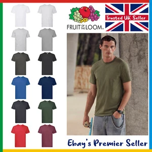 Mens Super Premium T-Shirt - Fruit of the Loom Short Sleeve Tee - Fast Delivery - Picture 1 of 37