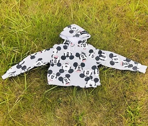 DISNEY Mickey Mouse All Over Kids Sweatshirt Hoodie Jacket Size Medium Gray NWT - Picture 1 of 5