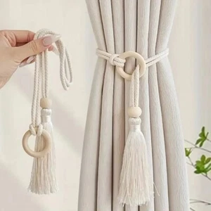 Bohemian Chic Log Loop Curtain Buckle Strap Straps Decorative Curtain Buckles - Picture 1 of 10