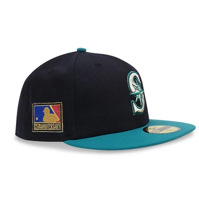 Seattle Mariners New Era 1994 AL 125th Patch (Navy/Aqua) 5950 Fitted Hat Cap - Image 1 of 4