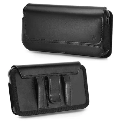 Universal Medium Leather Wallet Belt Clip Pouch Holster Card Pocket Black Case - Image 1 of 4