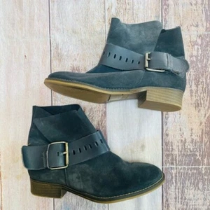 Garnet Hill gray suede booties w/ buckle size 37 - Picture 1 of 10