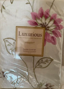 RAPPORT HOME FLORA EMBELLISHED DOUBLE DUVET SET (New/Sld) - Picture 1 of 2