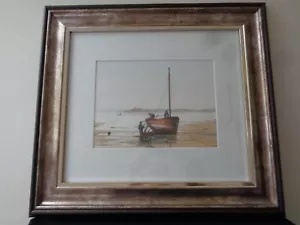Signed Framed 'Watercolour Bamburgh Castle From Lindesfarne' By J J Holmes 1980 - Picture 1 of 15