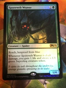 C6716 MTG MAGIC M21 CORE SET 2021 SPOREWEB WEAVER #208 FOIL MP RARE - Picture 1 of 12