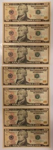 Seven Crisp UNC Series 2017A $10 Federal Reserve Notes -Atlanta- Consecutive SNs - Picture 1 of 8