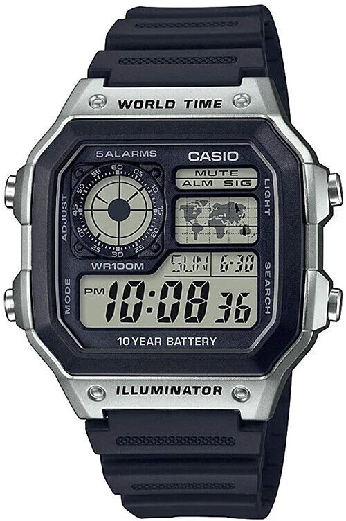 Casio Illuminator Gray Men's Watch - AE1200WH1CV