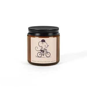 Vela, Lindo Ratón Bicicleta Perfumada Soja - Tarro Ámbar, Decoración del Hogar, Regalo, - Imagen 1 de 11