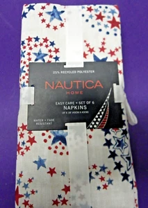Juego de 6 servilletas Nautica Easy Care 4 de julio estrellas patrióticas 18" x 18" nuevas - Imagen 1 de 6