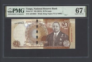 Tonga 20 Pa'anga ND (2015) P47 Stempelglanz Erhaltung 67 - Bild 1 von 2