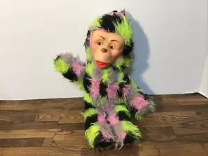 Vintage Rare VHTF Rushton(?) Affe mit Gummibesicht mehrfarbig Blockmuster - Bild 1 von 12
