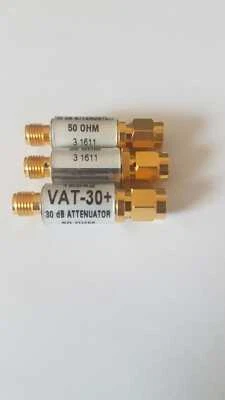 X 3 Mini-Circuits 30 dB Attenuator VAT-30+ SMA, DC to 6000MHz 50 Ohm 0.5W  - Image 1 of 2