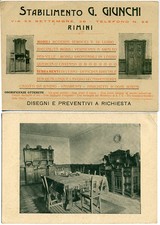 CARTONCINO STABILIMENTO GIUNCHI RIMINI MOBILI MODERNI LIBERTY VIA XX SETTEMBRE