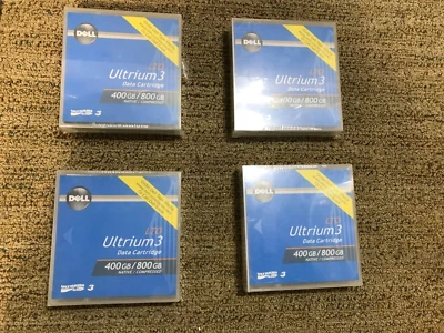 4 Pack Tape Media Dell LTO Ultrium 3 Data Cartridge 400GB Native 800GB Comp. - Image 1 of 4