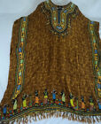 Sol Caftan Free Size Dress Cover Up Sequins Tassels Tribal 100% Rayon*
