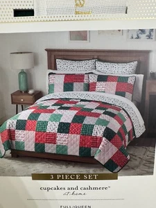 Cupcakes and cashmere at home full/queen reversible quilt set new Christmas 3 Pc - Picture 1 of 11