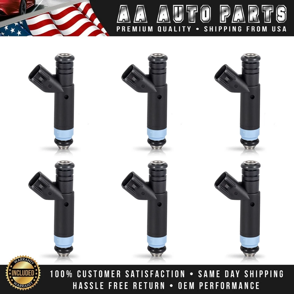 6 inyectores de combustible para Jeep Grand Cherokee TJ Wrangler 1999-2004 4,0 L 0280155784 Foto 1 de 4
