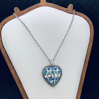 "Collar Brighton Amore Tonos Corazón Estrellas Azules y Corazones Colgante 18"" Nuevo con Etiquetas" Foto 1 de 4