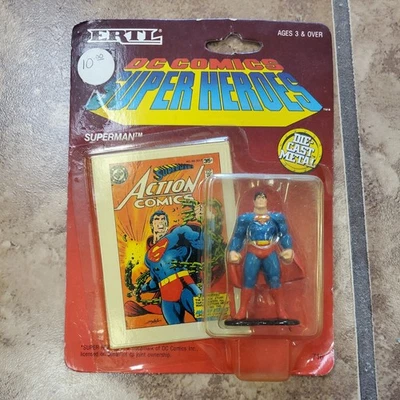 Figura de acción de DC Comics Super Heroes Ertl Superman de metal fundido a presión con tarjeta 1990 Foto 1 de 2