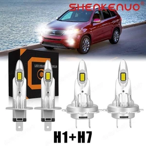 H1 H7 6000K Combo LED Headlight High Low Beam Bulbs Kit Super Bright Cool White - Picture 1 of 15