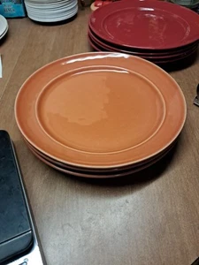 3 Pottery Barn Cambria Dinner Plates 11 5/8"  Persimmon Orange Brown Euc+ Bin 78 - Picture 1 of 6