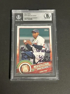Meb Keflezighi Autographed 2015 Topps First Pitch Card Beckett Boston Marathon - Image 1 of 3