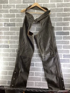 Vintage Harley Davidson Riding Chaps Leather Chaps Mens Billings Brown Sz L - Bild 1 von 4