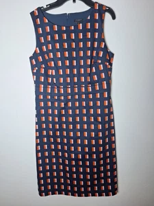 Ann Taylor Pencil Sleeveless Dress Orange And Navy Size 2P - Picture 1 of 11