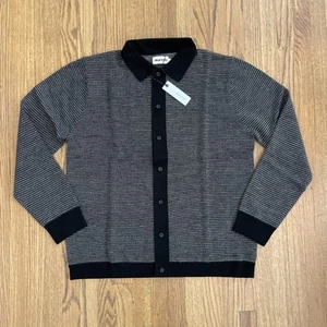 Taylor Stitch Nichols Polo Sweater in Black Birdseye Merino Mens 44 XL NWT $168 - Picture 1 of 19