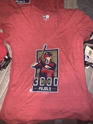 Women’s Small New Era Albert Pujols 3000 Hits Angels Cardinals Shirt MSRP $37.99 - Image 1 of 4