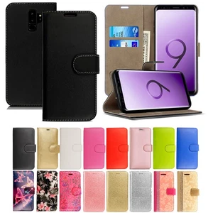 Case For Samsung Galaxy S9 / S9 Plus Leather Flip Wallet Card Holder Phone Cover - Picture 1 of 21