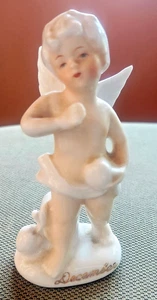 Vintage Ucagco Japan White Ceramic Angel Cherub Figurine December w/ Fruit - Picture 1 of 4