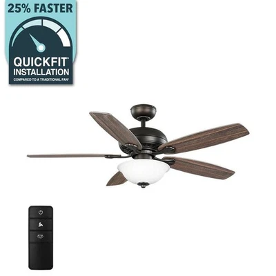 Hampton Bay 52 in. LED Bronze Ceiling Fan w/ Reversible Blades & Remote Control - Image 1 of 4