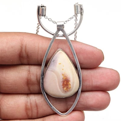 Ciondolo fatto a mano con pietre preziose gioielli in argento diaspro... - Immagine 1 di 4