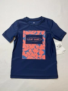NWT Gap Kids Boys Short Sleeved Rash Guard Swim Shirt, Navy, Size XS(4-5) - Picture 1 of 3